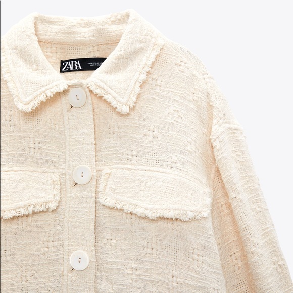 Zara STRUCTURED FRAYED OVERSHIRT - Picture 5 of 6